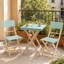 Ensemble bistro 3 pièces en bois d'acacia, chaises pliantes pour l'extérieur avec table carrée, pour terrasse de jardin avec balcon