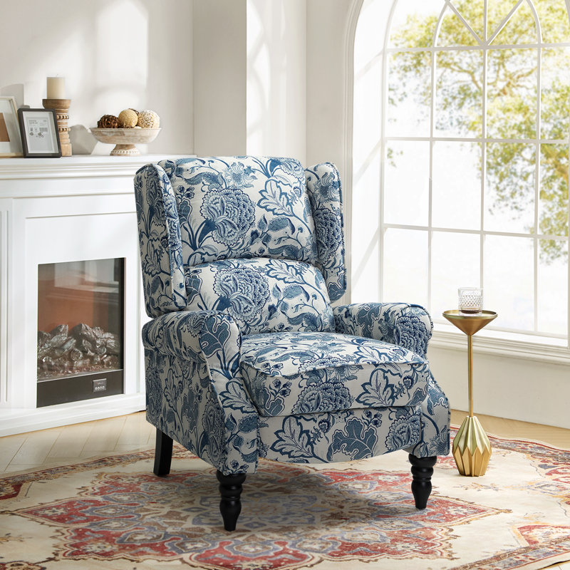 Fauteuil inclinable standard Brodie de 31 po de large avec conception à oreilles, Floral jacobin