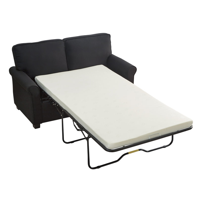 Canapé-lit rembourré 57 po avec matelas en mousse à mémoire de forme Thaminah, Noir