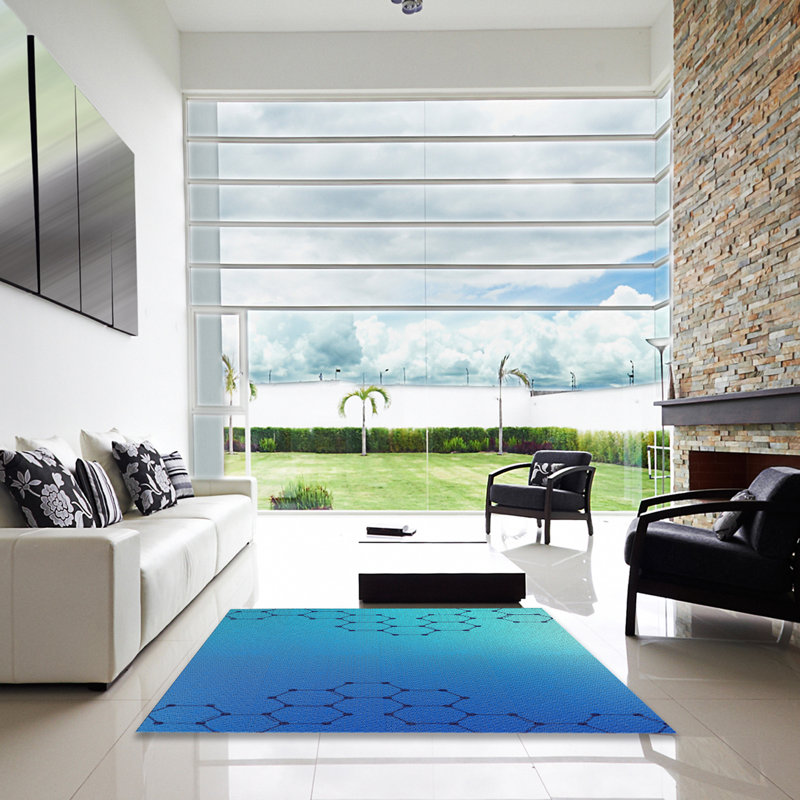 Tapis de zone bleue à motifs, Carré 5 pi