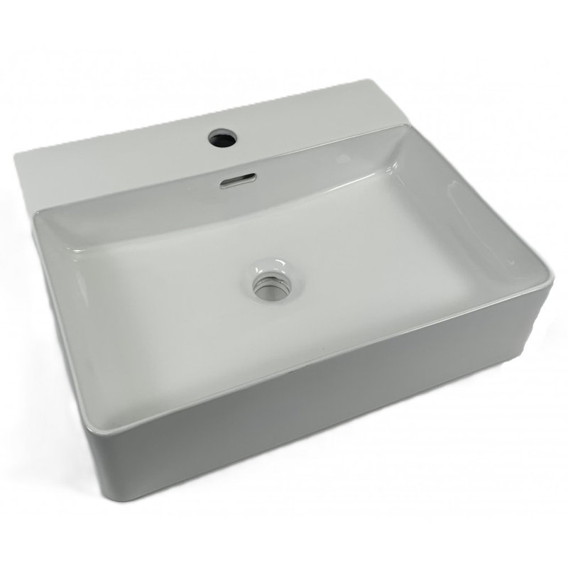 Lavabo rectangulaire en porcelaine avec fini blanc brillant