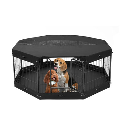 Dog Playpen 8 Panels Foldable Metal Dog Exercise Pen with Cover Pad Bag