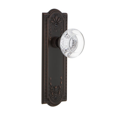 Plaque Meadows avec poignée de porte ronde en cristal transparent
