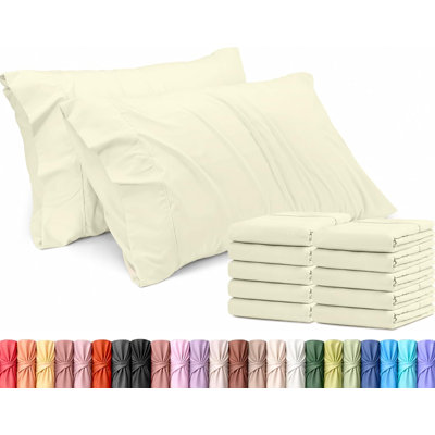 Taies d'oreiller Utopia Bedding King - Lot de 12 - Fermeture portefeuille - Tissu en microfibre douce brossée - Résistantes au rétrécissement et à la décoloration - Taille King 51 x 102 cm (King, Ivoire)