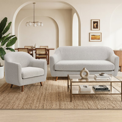 65'' W Loveseat Sofa With Armchair Modern Upholstery Living Room Set
