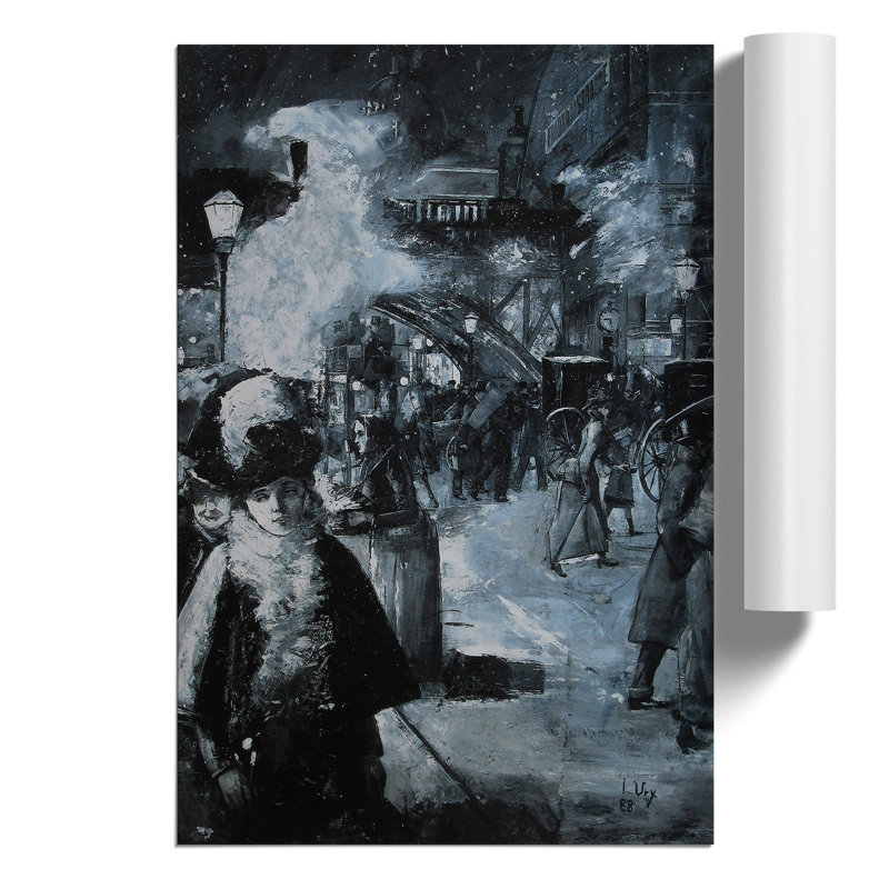At The Train Station by Lesser Ury - No Frame Painting, 30cm H x 21cm W x 0.1cm D