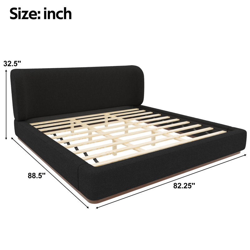 Lit plateforme tapissier au design discret, Black, King