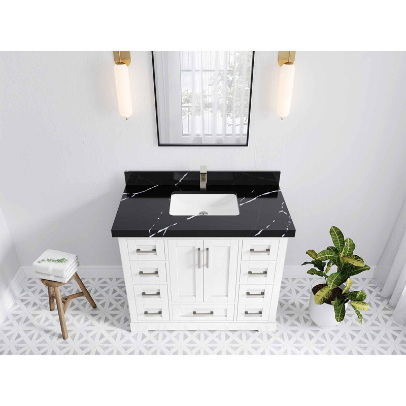 Ensemble de meuble-lavabo simple 42 po, Noir Calacatta