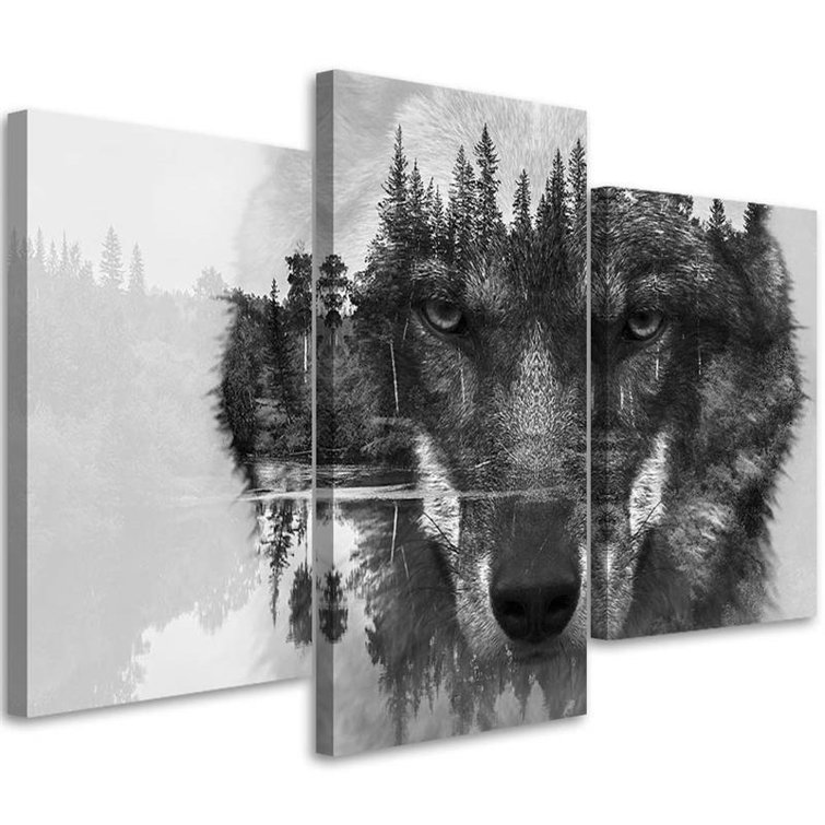 Alpen Home Wolf - 3 Piece Wrapped Canvas Print | Wayfair.co.uk