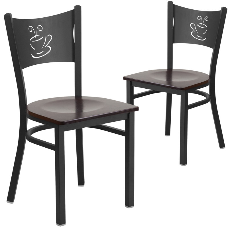 Penaloza Coffee Back Metal Restaurant Chair, Walnut