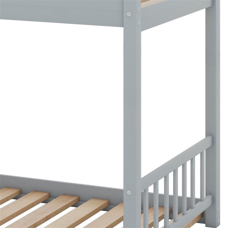 Imarah Kids Twin Over Twin Bunk Bed, Gray