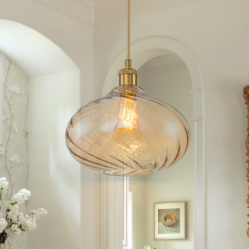 Luminaire suspendu 11 po Mid-Century, Brun