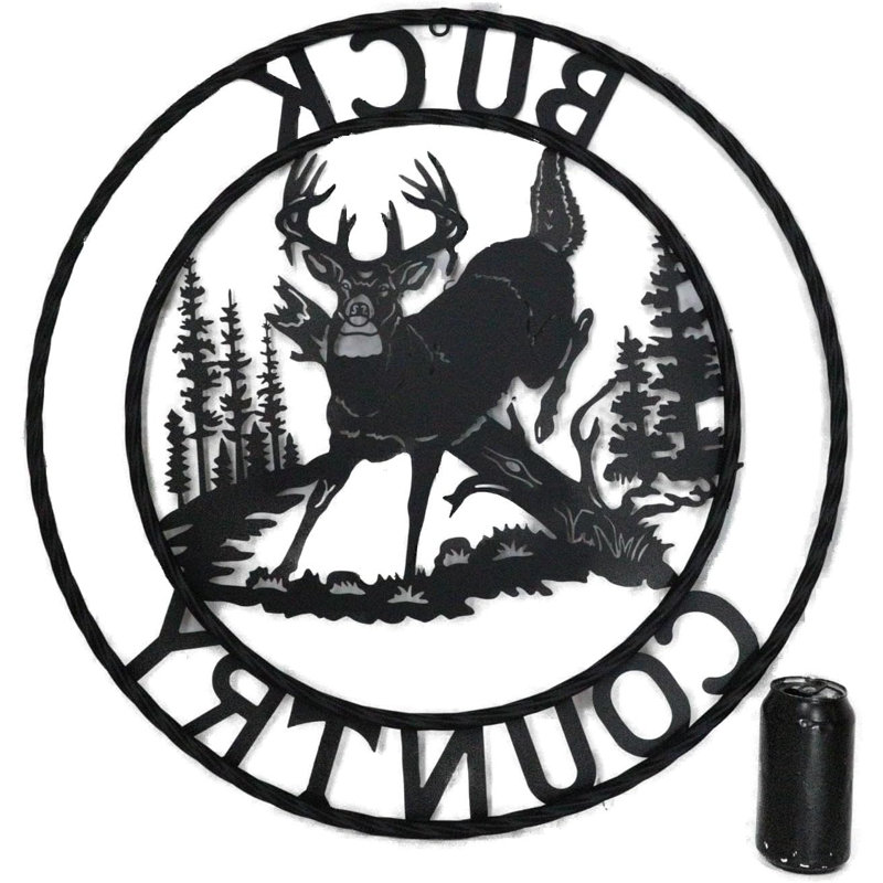 Enseigne murale 24 po Dia Rustic Western Buck Country Mountains