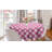 Ambesonne Abstract Round Tablecloth, Geometric Diagonal In Pastel Color Girls Style Checked Design, Circle Table Cloth Cover For Dining Room Kitchen Decoration, 60", Fuchsia Pale Pink White