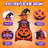 3.5FT Halloween Light Up Pumpkin Front Porch Decorations 48 Built-In LED Lights Collapsible Pumpkins With Vampire Cloak And Witch Hat Pop Up Pre-Lit Jack-O-Lantern For Indoor Outdoor Yard Garden Lawn