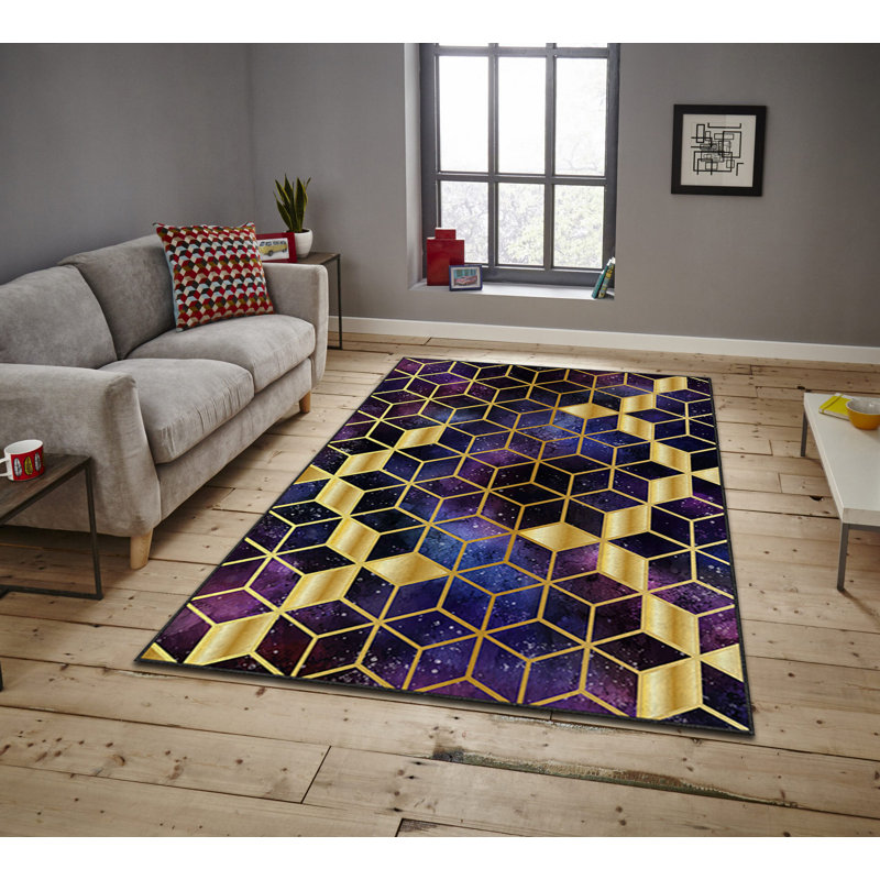Luxurious Velvet Area Rug, 4.6 x 7.2 Feet | 100% Polyester, 740 g/m² | Non-Slip Felt Dot Underside, Machine Washable | Digital Print Design, Easy to Clean, Perfect for Living Room & Bedroom Décor