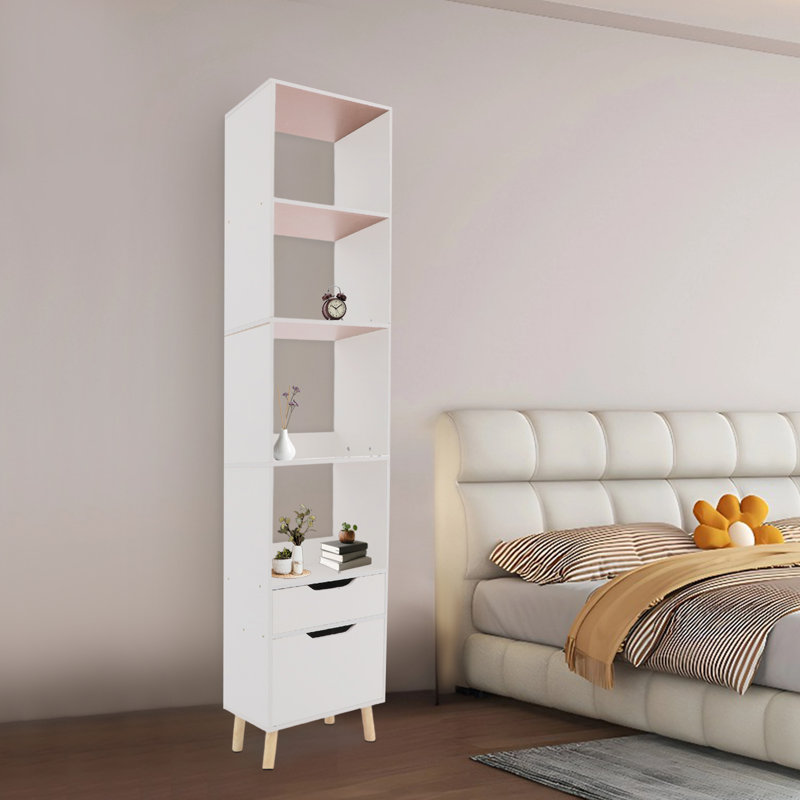 Grande étagère de rangement autoportante autoportante avec tiroir et 4 tablettes ouvertes pour le bureau personnel