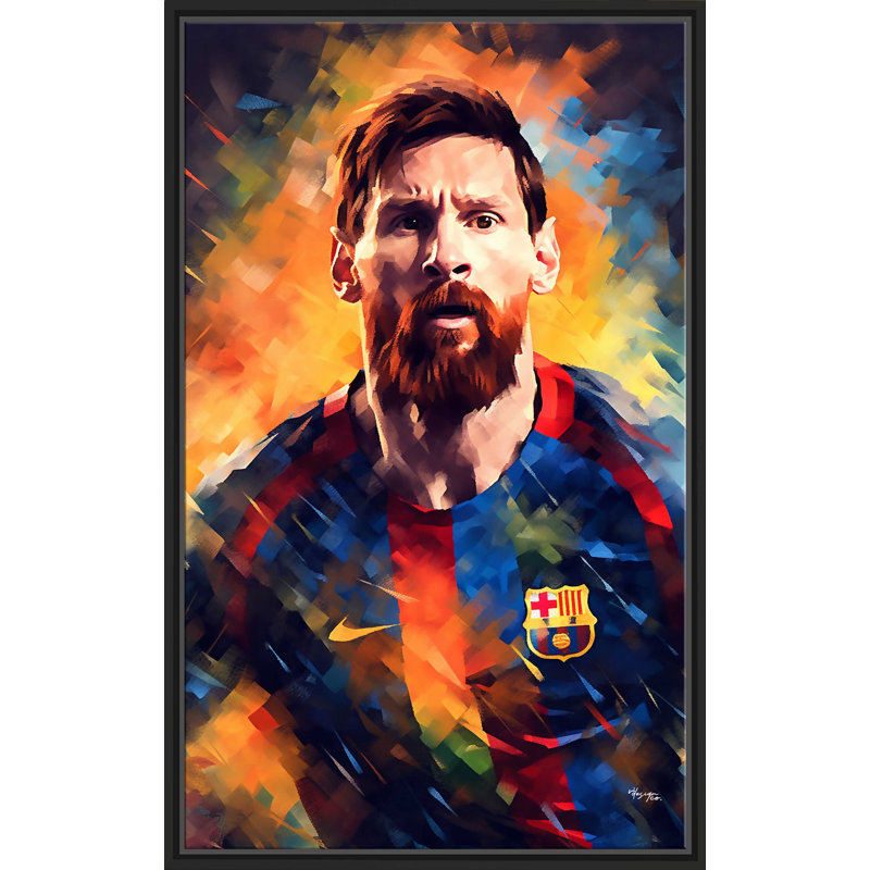 Lionel Messi, a Ballon D'or Legend, FC Barcelona par V2 Design Co. - peinture à cadre flottant sur toile