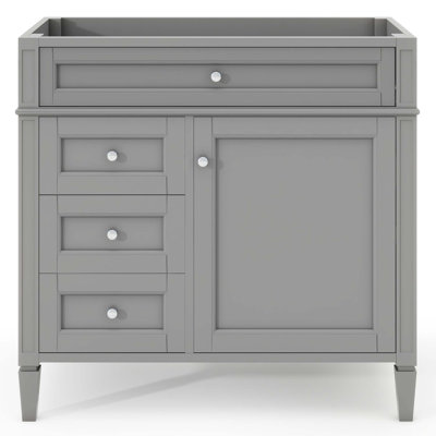 Meuble-lavabo de 36 po sans lavabo supérieur, armoire de rangement moderne avec 2 tiroirs et un tiroir basculant, structure en bois massif