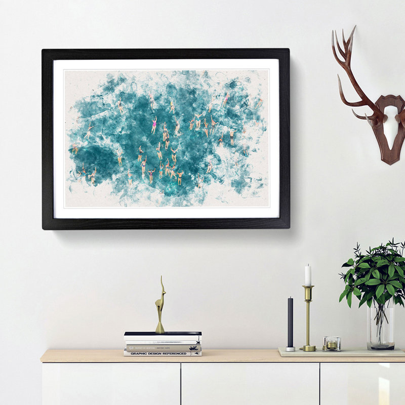 Swimmers Swimming - Picture Frame Graphic Art Print on MDF, Black Framed, 33cm H x 45cm W x 2cm D