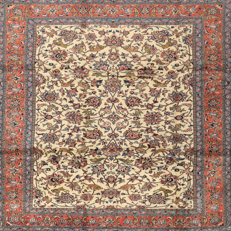 Tapis oriental beige, Carré 7 pi