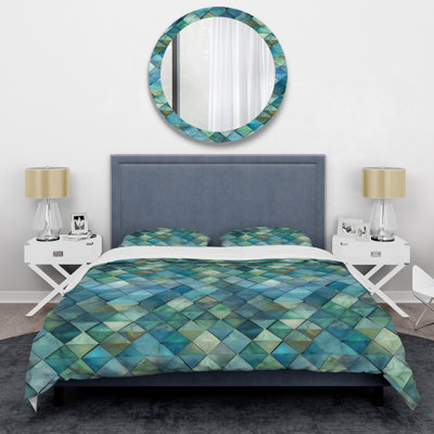 Ensemble de housse de couette Blue Green Modern Geo II - Tiles