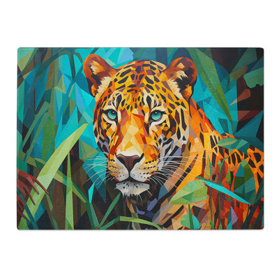 Leopard Geometric No.2  Glass Chopping Board