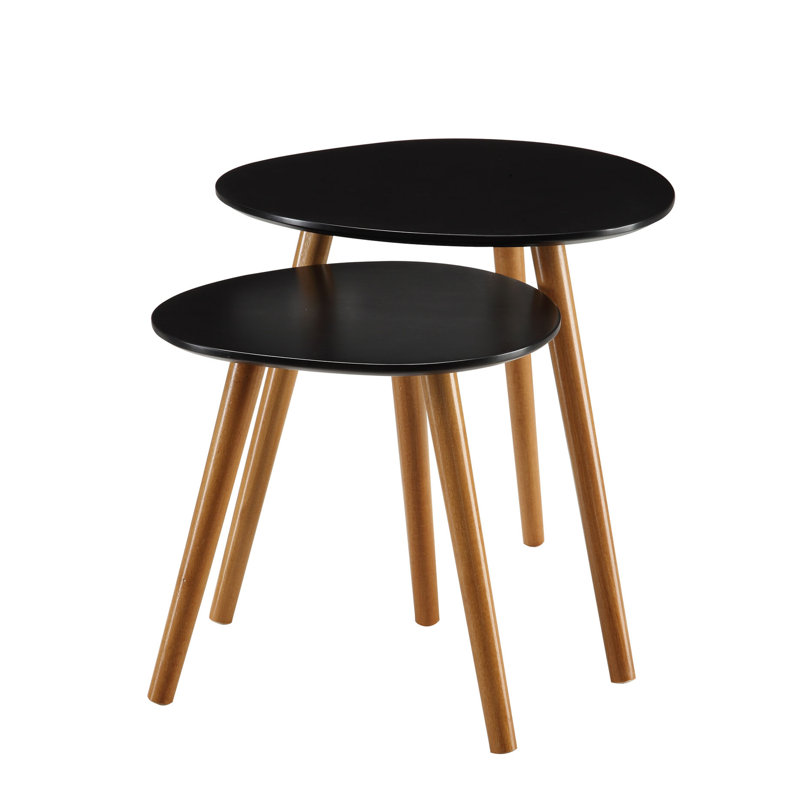 Amethist Nesting End Table, Black/Natural