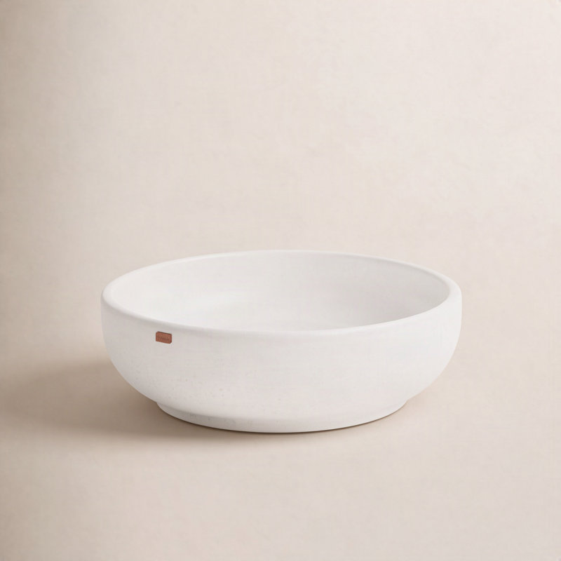 Konkretus Fladd 14.5'' Concrete Circular Bathroom Sink, Tulum White