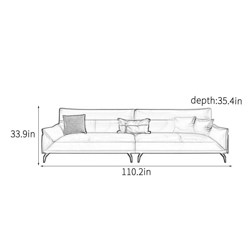 Canapé de bureau moderne, H 33,9 po x l 110,2 po x P 35,4 po