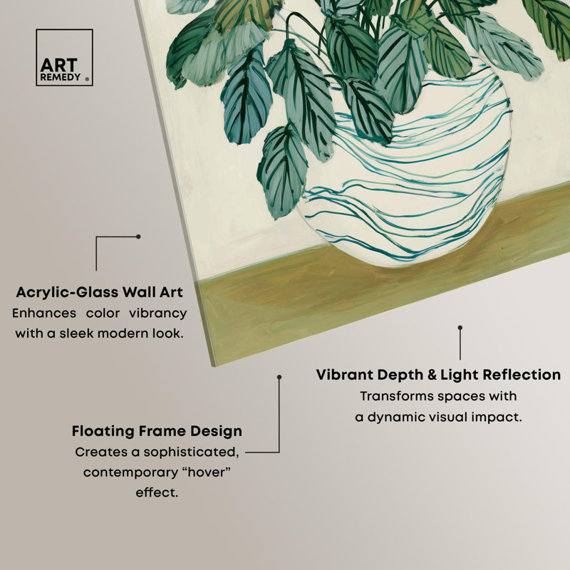 Impression botanique sur pot «Geranium III» par Art Remedy, H 15 po x l 10 po