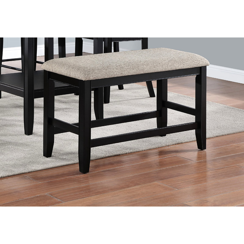 Banc à hauteur de comptoir style avec siège et repose-pieds rembourrés en mélange de lin gris