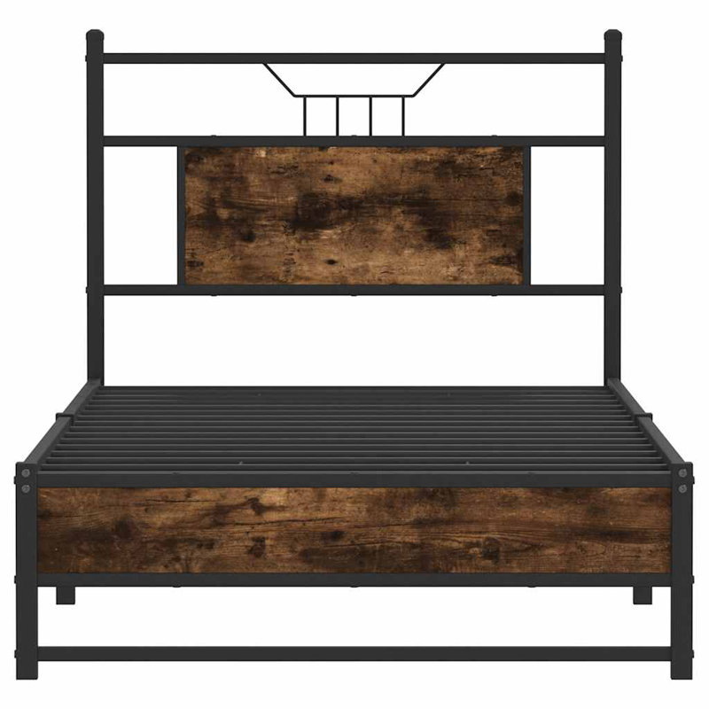 Bed Frame Without Mattress Engineered Wood, Smoked Oak, Small Single (2'6)