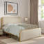 Lit moderne en métal avec tête de lit tapissier courbée et rangement sous le lit-910955370