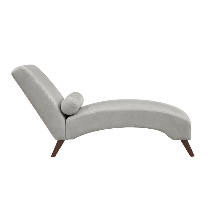 Chaise longue rembourrée avec coussin en cuir technique gris