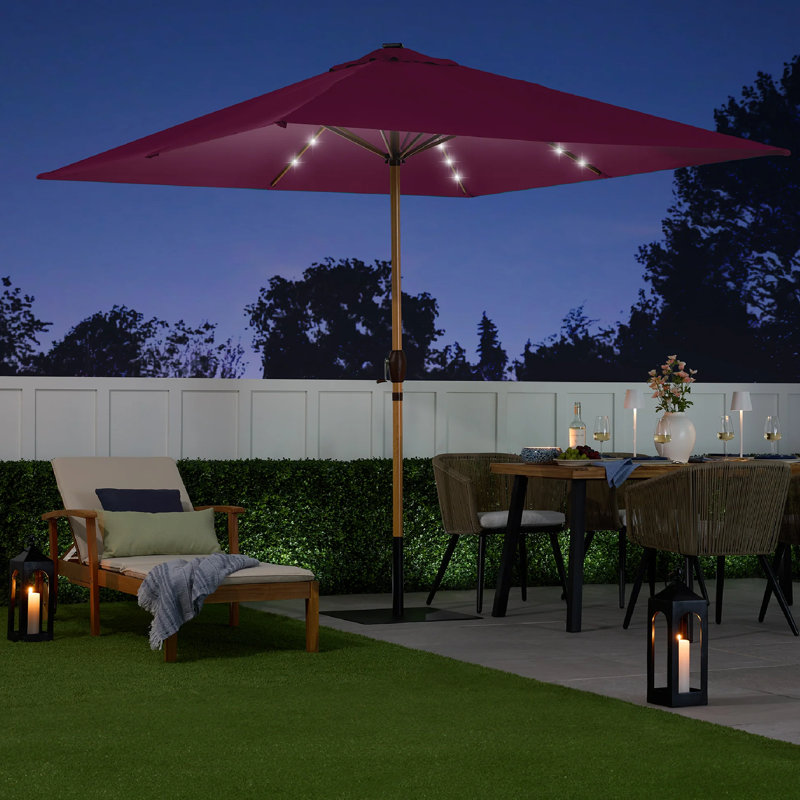 Parasol carré solaire à DEL pour terrasse, Burgundy