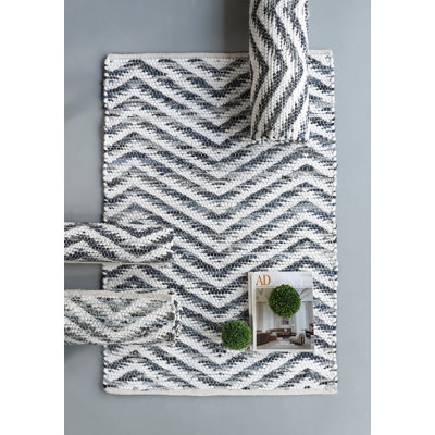 Tapis bleu en coton à tissage plat Feleisha