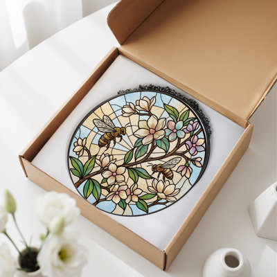Panneau de vitrail en verre coloré, 7,8 heures