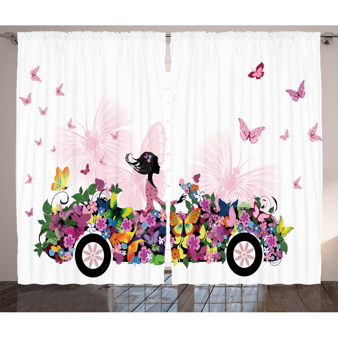 Rustikaler Vorhang, Floral Car Schmetterlinge, Mädchen, Mehrfarbig