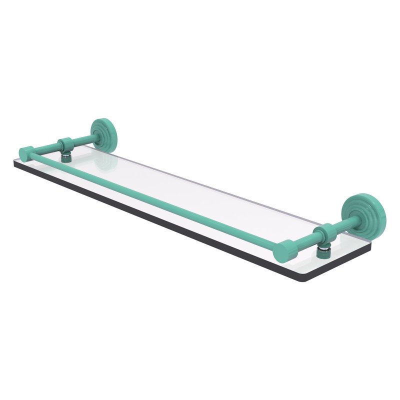 Tablette en verre trempé Walburga, H 3 po x l 22 po x P 5 po, Vert écume de mer