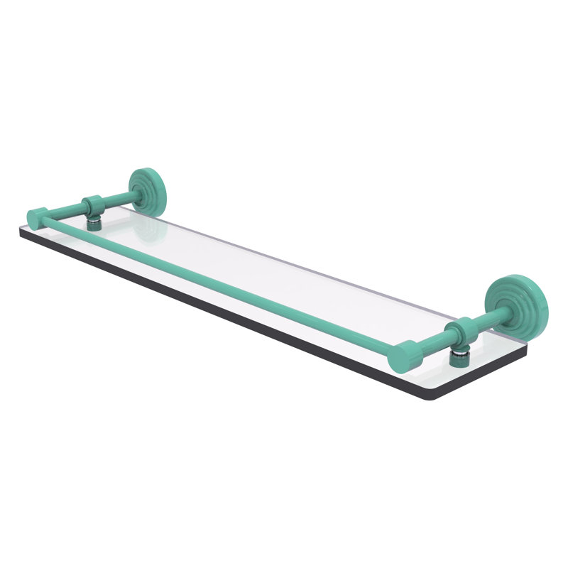 Tablette en verre trempé Walburga, H 3 po x l 22 po x P 5 po, Vert écume de mer