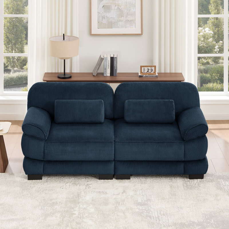 Causeuse Cloud Couch, L 76,4 po, Velours côtelé bleu