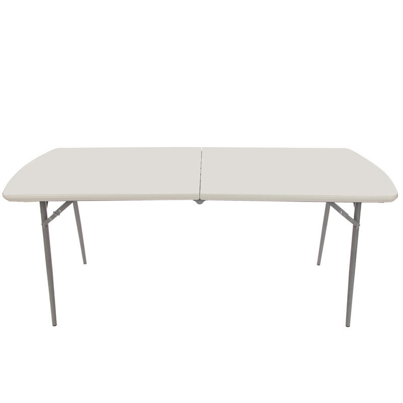 Gray 6 ft Fold-In-Half Banquet Table with Steel Frame