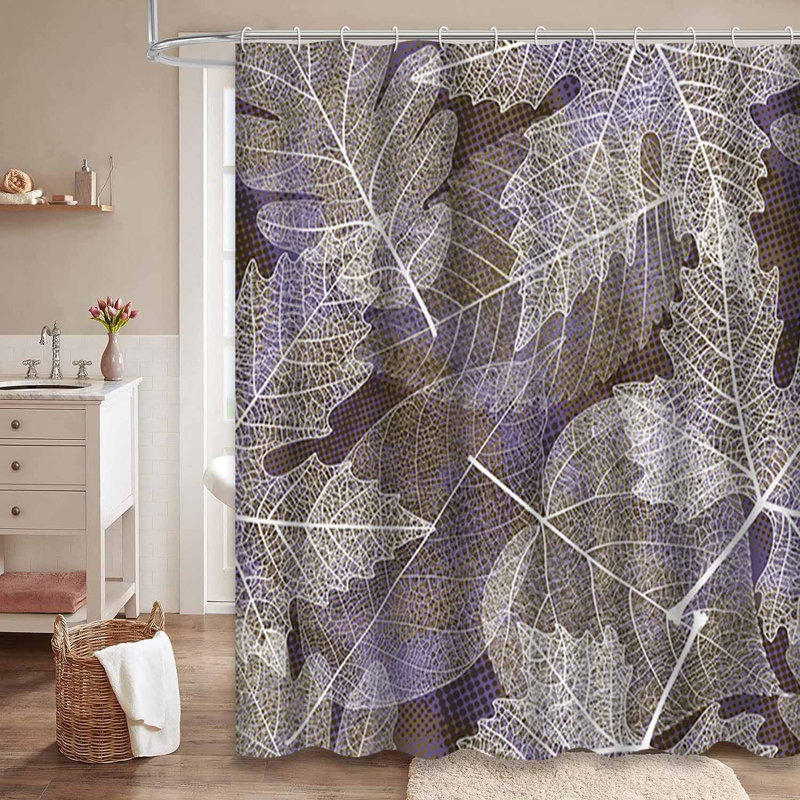 Rideau de douche imperméable à motif floral avec 12 crochets, L 72 po x l 84 po