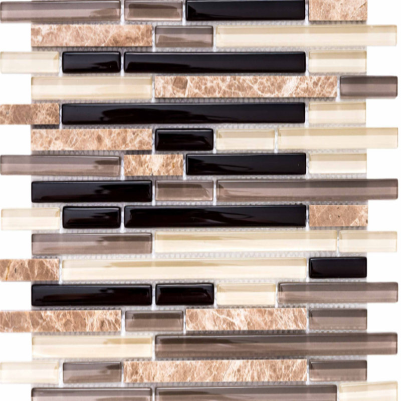 Victory 1" x 3" Sleek Glass Mixed Mosaic Wall Tile, Espresso