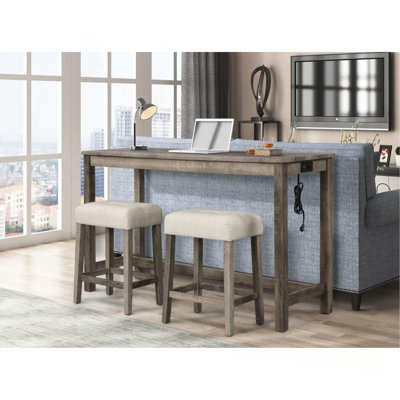 Transitional 24" Wood Counter Stool Set Of 2, Backless Counter Seating With Upholstered Linen Fabric Cushion, Kitchen/Dining Room Furniture