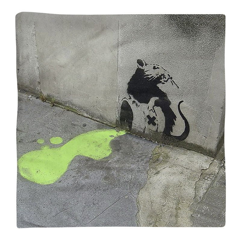 Banksy Graffiti No Pattern Square Napkin, 10" x 10", Cotton Twill