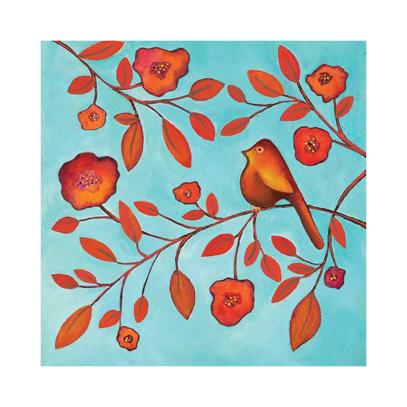Bird On A Branch by Lisa Frances Judd - Wrapped Canvas Painting, 30.48 cm H x 30.48 cm W