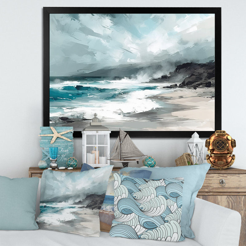 «Ocean's Embrace III» - Imprimé, Cadre photo noir, H 16 po x l 32 po x P 1 po