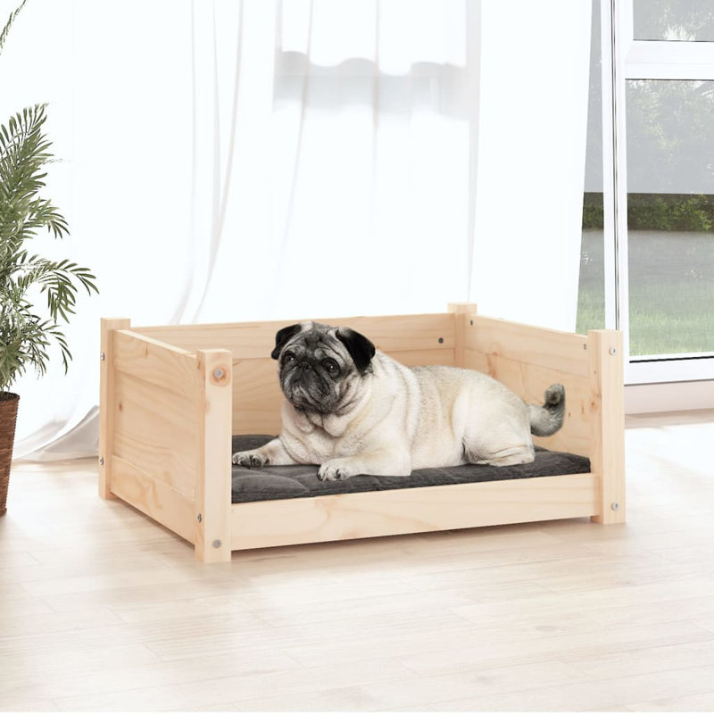 Solid Wood Pet Bed, Natural, 28cm H x 65.5cm W x 50.5cm D